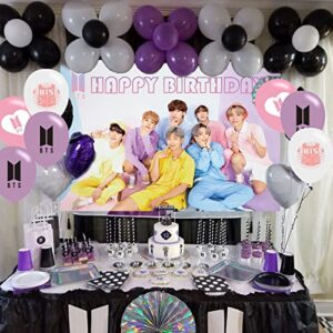 BTS Bangtan Boys Birthday Party Decoration, BTS Party Photo Background 5 x 3 FT and 18 Pcs BTS Balloon, BTS Merch Party Backdrop Supplies