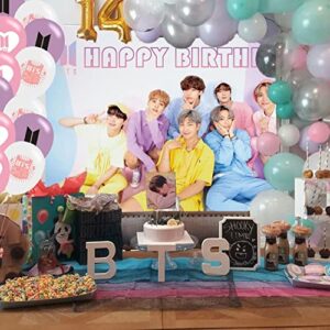 BTS Bangtan Boys Birthday Party Decoration, BTS Party Photo Background 5 x 3 FT and 18 Pcs BTS Balloon, BTS Merch Party Backdrop Supplies