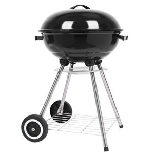 18 inch charcoal stove enamel (cover furnace body) side wheel diameter 15cm for outdoor picnic, patio, garden backyard & camping (black)