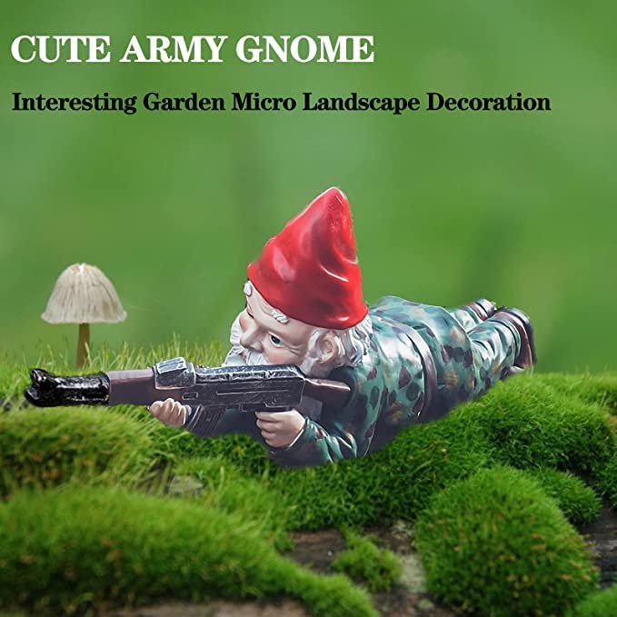 GAZETSZ Garden Gnomes, Gnome Statues, Military Gnome with Gun, Funny Army Gnomes Decorations for Yard, Indoor Outdoor Halloween Christmas Thanksgiving Gifts (Red+Yellow+Blue)