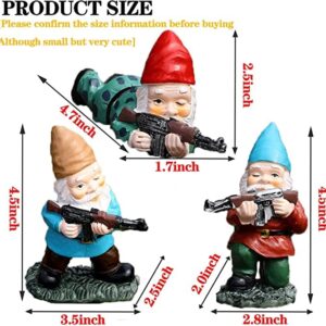 GAZETSZ Garden Gnomes, Gnome Statues, Military Gnome with Gun, Funny Army Gnomes Decorations for Yard, Indoor Outdoor Halloween Christmas Thanksgiving Gifts (Red+Yellow+Blue)