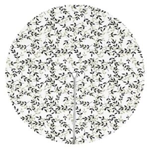 Lirduipu Botanical Pattern Round Outdoor Tablecloth,Outdoor Round Tablecloth with Umbrella Hole - Water Resistant Spillproof,for Party Patio Garden Tabletop Decor(52" Round,White Pale Khaki)