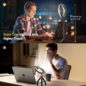 Kaiess Video Conference Lighting, Ring Light for Computer Monitor, Laptop Ring Light with Clip and Tripod for Zoom Call Lighting/Remote Working/Live Streaming, Webcam Light with 3 Light Modes