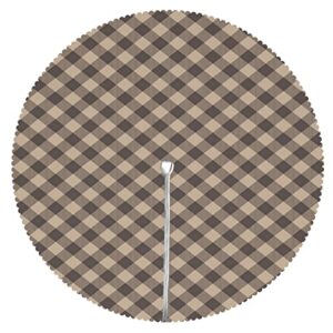 Lirduipu Brown Plaid Pattern Round Outdoor Tablecloth,Outdoor and Indoor Round Tablecloth with Umbrella Hole and Zipper,for Umbrella Table Patio Garden(52" Round,Pale Sepia Dark Taupe)