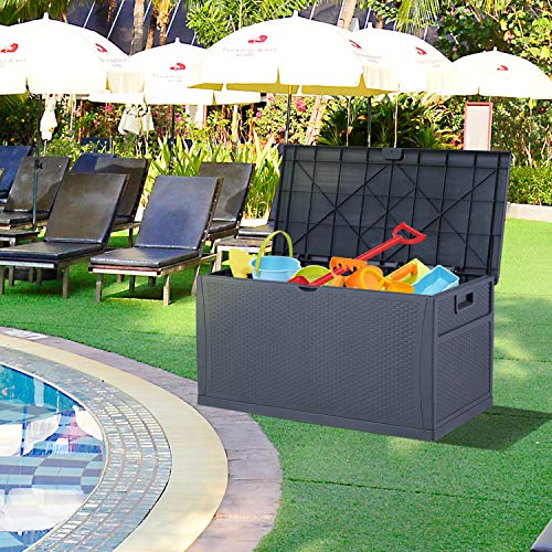 COVERONICS 120 Gallon Patio Stroage Deck Box Waterproof Plastic Outdoor Storage Container for Patio Furniture Cushions,Pool Toys,Garden Tools