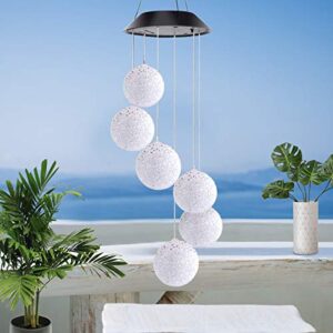 Alitamei Solar Wind Chimes Color Changing Crystal Ball LED Solar Mobile Light Solar Powered Wind Chime Waterproof Hanging Solar Mobile Lamp for Patio Yard Garden Home Decoration