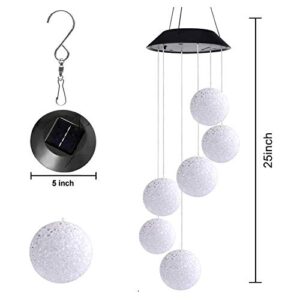 Alitamei Solar Wind Chimes Color Changing Crystal Ball LED Solar Mobile Light Solar Powered Wind Chime Waterproof Hanging Solar Mobile Lamp for Patio Yard Garden Home Decoration