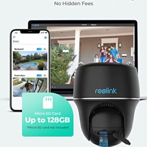 REOLINK 2K Security Camera System Wireless Outdoor, Pan Tilt Battery Solar Cam with 2.4/5GHz Dual-Band WiFi, Smart Detection, Time Lapse, 2-Way Talk, No Hub Needed, Argus PT with Solar Panel (Black)