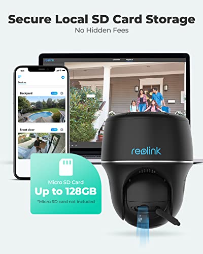 REOLINK 2K Security Camera System Wireless Outdoor, Pan Tilt Battery Solar Cam with 2.4/5GHz Dual-Band WiFi, Smart Detection, Time Lapse, 2-Way Talk, No Hub Needed, Argus PT with Solar Panel (Black)