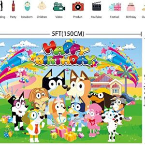 Happy Birthday Backdrop for Dog Party Decorations,5 x 3FT Birthday Banner for Girls Boys Kids Birthday Party Decor