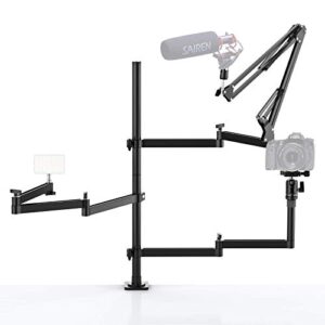 pictron live broadcast boom arm, ulanzi flexible desk mount camera arm clamp webcam stand, microphone boom arm for blue yeti snowball yeti nano, webcam, camera, led light, voice recording, podcasting