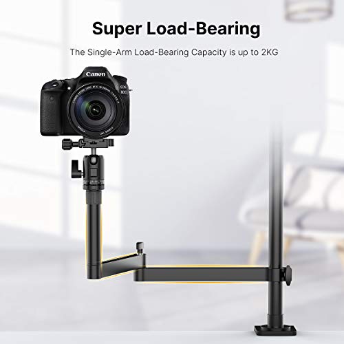 PICTRON Live Broadcast Boom Arm, ULANZI Flexible Desk Mount Camera Arm Clamp Webcam Stand, Microphone Boom Arm for Blue Yeti Snowball Yeti Nano, Webcam, Camera, LED Light, Voice Recording, Podcasting
