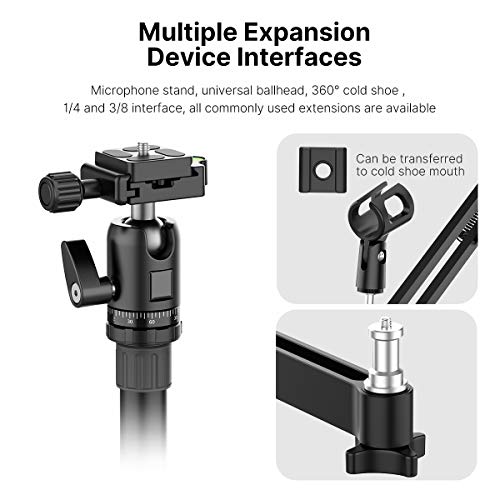 PICTRON Live Broadcast Boom Arm, ULANZI Flexible Desk Mount Camera Arm Clamp Webcam Stand, Microphone Boom Arm for Blue Yeti Snowball Yeti Nano, Webcam, Camera, LED Light, Voice Recording, Podcasting