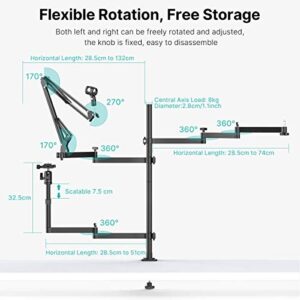 PICTRON Live Broadcast Boom Arm, ULANZI Flexible Desk Mount Camera Arm Clamp Webcam Stand, Microphone Boom Arm for Blue Yeti Snowball Yeti Nano, Webcam, Camera, LED Light, Voice Recording, Podcasting