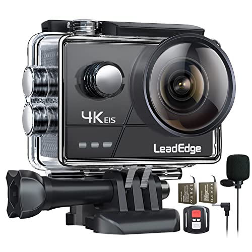 LeadEdge Action Camera 4K/30FPS 20MP EIS Anti-Shake External MIC WiFi 2.0 IPS HD Remote Control Diving 131ft Waterproof Helmet Underwater Cameras…