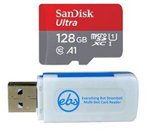 sandisk 128gb sdxc micro ultra memory card bundle works with samsung galaxy s10, s10+, s10e phone class 10 (sdsquar-128g-gn6mn) plus (1) everything but stromboli (tm) combo card reader