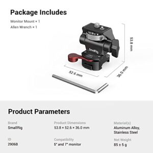 SmallRig Field Monitor Mount with NATO Clamp, Camera Monitor Holder for 5” and 7” Monitor, Swivel and Tilt Adjustable - 2906B