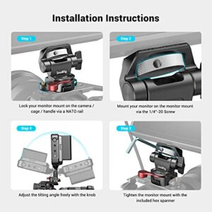 SmallRig Field Monitor Mount with NATO Clamp, Camera Monitor Holder for 5” and 7” Monitor, Swivel and Tilt Adjustable - 2906B