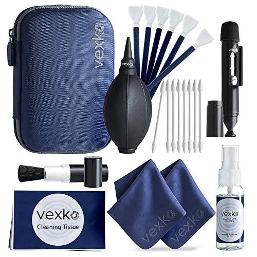 Vexko Camera Cleaning Kit for DSLR Cameras – Ideal Cleaner for Professional Camera, Sensor, Lens and LCD Screen. Compatible with Canon, Nikon, Sony, Pentax, Panasonic