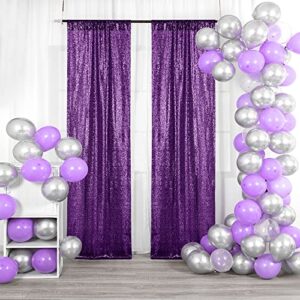 BEDDEB Purple Sequin Backdrop Curtain, 2PCS 2FTx8FT Glitter Backdrop Curtain for Christmas, Birthday, Wedding, Party Decoration