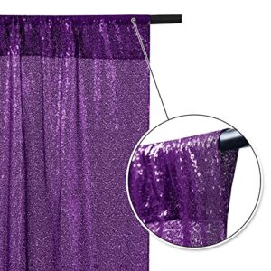 BEDDEB Purple Sequin Backdrop Curtain, 2PCS 2FTx8FT Glitter Backdrop Curtain for Christmas, Birthday, Wedding, Party Decoration