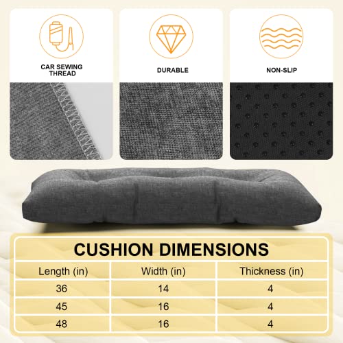 Lokex Bench Cushion Tufted Thickening Chair Cushion Home Seat Mat Floor Cushion Bench Cushion for Garden Bench Swing Chair Patio Indoor/Outdoor Soft Seat Pad, [Cationic] Lake Blue, 48"x16"x4"