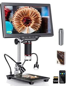 dcorn 10″ hdmi lcd digital microscope 1500x,coin microscope for adults with 16mp camera sensor,soldering microscope with led lights touch control,tv/windows/mac compatible,gift with coin guidebook