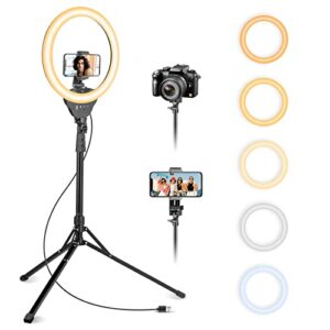 aureday 14” selfie ring light with 62” tripod stand and phone holder, dimmable led phone ringlight for makeup/video recording/photography, circle lighting for all cell phones&lightweight cameras