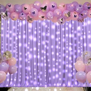 10ft x 7ft Lavender Backdrop Curtain for Parties Wedding Light Purple Wrinkle Free Backdrop Drapes Panels for Baby Shower Birthday Party Photo Photography Polyester Fabric Background Decoration