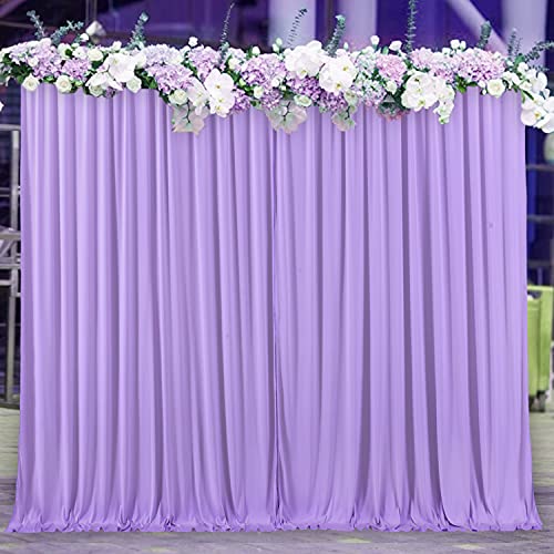 10ft x 7ft Lavender Backdrop Curtain for Parties Wedding Light Purple Wrinkle Free Backdrop Drapes Panels for Baby Shower Birthday Party Photo Photography Polyester Fabric Background Decoration