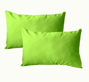 augld 2pack outdoor/indoor throw pillow cover, waterproof solid pillow case kiwi 12″x20″