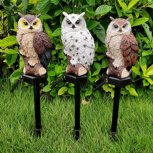 Solar Garden Lawn Light,Led Owl Shape Waterproof Outdoor Landscape Pathway Lamp for Yard Patio Home Festival Decor(White)