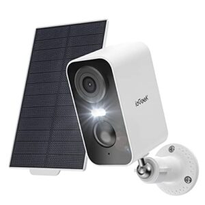 iegeek solar security cameras wireless outdoor with solar panel, 2k wifi wireless camera for home security with color night vision, motion detection, 2-way talk for home surveillance, works with alexa