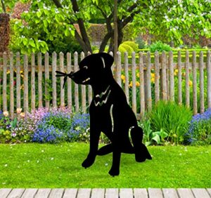 uniq ghuds metal dog garden stake |black dog silhouette décor |puppy art for lawn |dog shaped decor for home |animal silhouette for outdoor turf decoration |yard ornaments |metal garden stakes