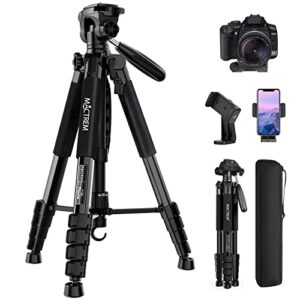 mactrem 75 inch camera tripod for sony canon nikon, lightweight travel video aluminum tripod stand with cell phone mount for dslr/slr