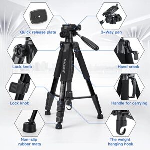 MACTREM 75 Inch Camera Tripod for Sony Canon Nikon, Lightweight Travel Video Aluminum Tripod Stand with Cell Phone Mount for DSLR/SLR