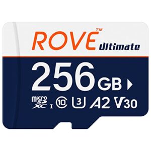 rove ultimate micro sd card microsdxc 256gb memory card with usb 3.2 type c card reader 170mb/s c10, u3, v30, 4k, a2 for dash cam, android smart phones, tablets, games
