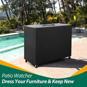 Patio Watcher Cooler Cart Cover Waterproof with Coating, Fits Most 80 Quart Rolling Cooler Cart Cover, Outdoor Beverage Cart Patio Ice Chest Protective Covers, Black，37"(L) x 18" (W) x 29"(H)