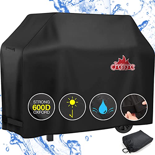 Chooone 58 Inch Grill Cover, Heavy Duty Waterproof Barbecue Gas Grill Cover, Windproof, UV and Fade Resistant, 600D BBQ Grill Cover for Weber Brinkman Char-Broil and More, Black Cover