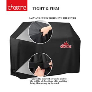 Chooone 58 Inch Grill Cover, Heavy Duty Waterproof Barbecue Gas Grill Cover, Windproof, UV and Fade Resistant, 600D BBQ Grill Cover for Weber Brinkman Char-Broil and More, Black Cover