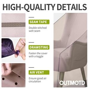 Outmotd Patio Chair Cover Garden Chair Covers for Stacking Chair 600D Heavy Duty Fabric Outdoor Furniture Cover, Reclining Garden Chair Covers, 30"W x 31"D x 43"H