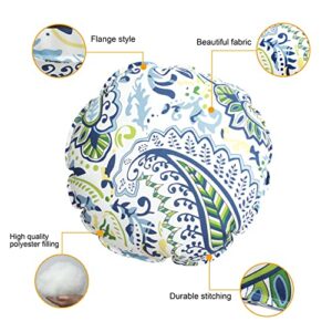 BOSSIMA Outdoor/Indoor All Weather Decorative Round Pillows Set of 2 (Black/White Flower)
