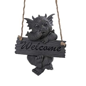 pacific giftware pt garden dragon welcome dragon garden display decorative accent sculpture stone finish 10 inch tall