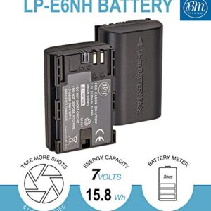 BM Premium LP-E6NH High Capacity Battery for Canon EOS R, EOS R5, EOS R6, EOS R6 II, EOS R7, EOS 90D, EOS 60D, EOS 70D, EOS 80D, EOS 5D III EOS 5D IV, EOS 6D, EOS 6D II, EOS 7D, EOS 7D Mark II Cameras