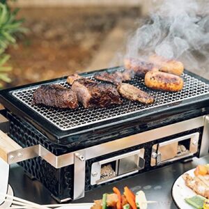 CNJerryXD Rectangular Tabletop Ceramic Grill Garden Outdoor Camping Portable Ambience BBQ Grill (13.7x6.9 in)