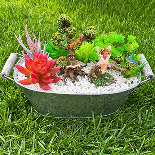 Mood Lab Fairy Garden Miniature Fairy with Reading Tree Statue - Figurines and Accessories Kit of 2 pcs