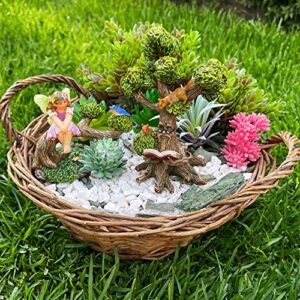 Mood Lab Fairy Garden Miniature Fairy with Reading Tree Statue - Figurines and Accessories Kit of 2 pcs