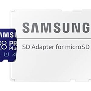 SAMSUNG PRO Plus + Adapter 128GB microSDXC Up to 160MB/s UHS-I, U3, A2, V30, Full HD & 4K UHD Memory Card for Android Smartphones, Tablets, Go Pro and DJI Drone (MB-MD128KA/AM)