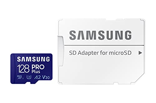 SAMSUNG PRO Plus + Adapter 128GB microSDXC Up to 160MB/s UHS-I, U3, A2, V30, Full HD & 4K UHD Memory Card for Android Smartphones, Tablets, Go Pro and DJI Drone (MB-MD128KA/AM)