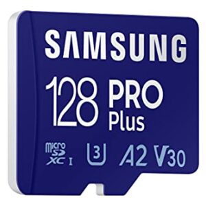 SAMSUNG PRO Plus + Adapter 128GB microSDXC Up to 160MB/s UHS-I, U3, A2, V30, Full HD & 4K UHD Memory Card for Android Smartphones, Tablets, Go Pro and DJI Drone (MB-MD128KA/AM)